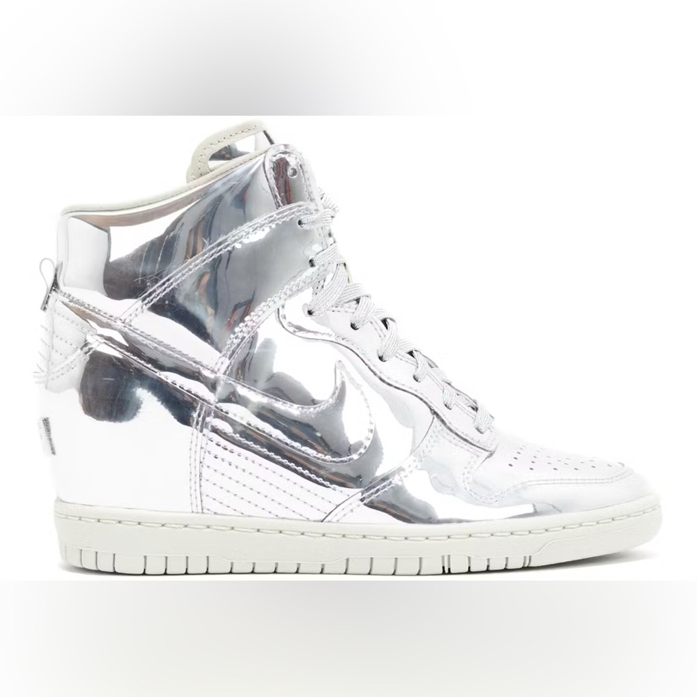 Nike Dunk Sky Hi in Liquid Silver. High top wedge. New with box!